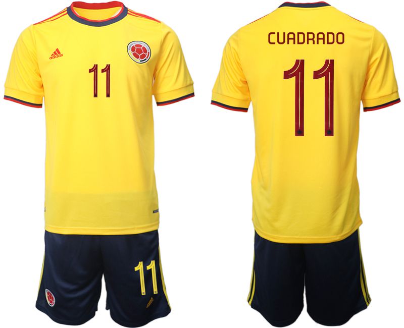 Cheap Men 2022 World Cup National Team Colombia home yellow 11 Soccer Jersey